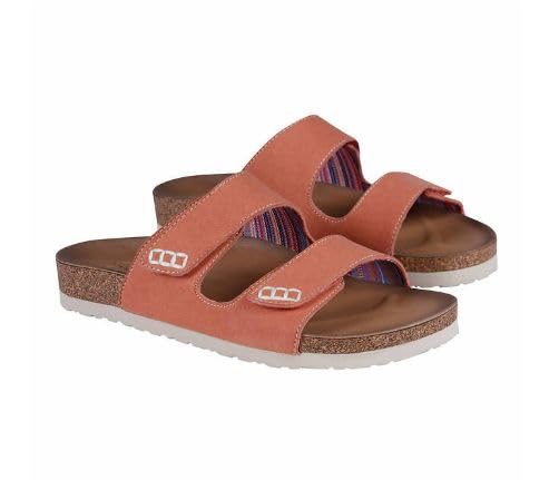 Skechers Women's Luxe Two Strap Sandal Comfort Footbed, CORAL, 9
