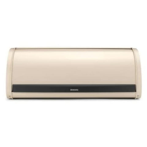 Brabantia Roll Top Bread Box (Soft Beige) Large Grip Front Opening, Partially Flat Top Bread Box, Fits 2 Loaves, Ideal for Kitchen Counter