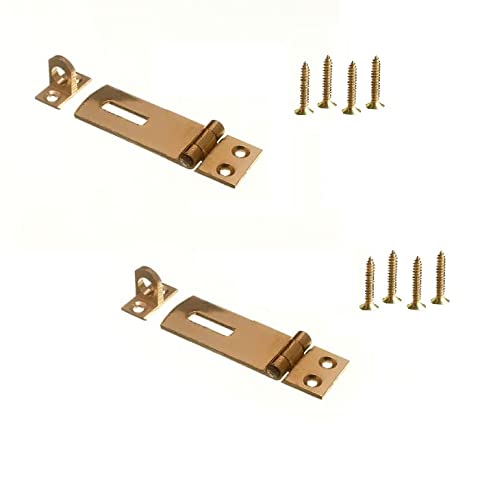 TERFÃƒÆ’Ã†â€™ÃƒÂ¢Ã¢â€šÂ¬Ã…Â¡ÃƒÆ’Ã¢â‚¬Å¡Ãƒâ€šÃ‚Â® Solid Brass Hasp and Staple Set 38mm [ 1.5 inch ] including Fixing Screw For Use with Outdoor House Cabinet Cupboard Cage Door and Multi Purpose Use - Pack of 2