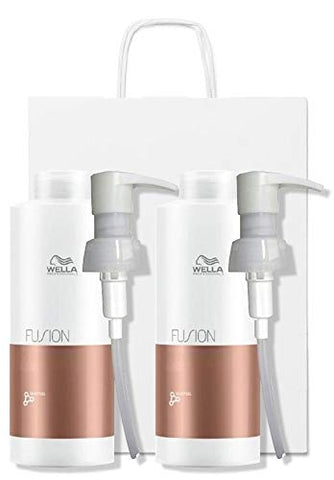 Wella Fusion Intense Repair Shampoo 1000ml and Conditioner 1000ml with Gift Bag