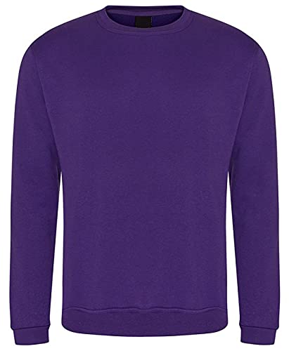 Expert Workwear Men`s Classic Heavyweight Sweatshirt Unisex Plain Crewneck Sweater Jumper Pullover Work Uniform S-7XL Purple