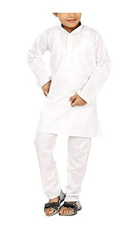 Royal Kurta Kid's Cotton Kurta Pyjama (White, 6-7 Years)