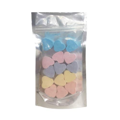 15 x Random Scented Bath Heart Fizzers Mini Hearts in Silver Gift Pouch