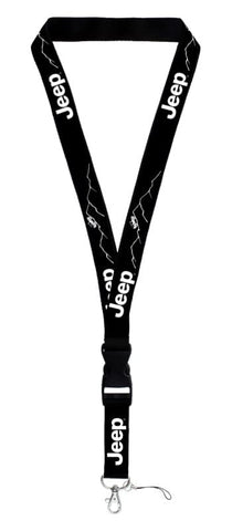 Au-TOMOTIVE GOLD, INC. Official Licensed for Jeep Mountain White Image on Black Universal Lanyard Key Chain, Black and White, 2.12 x 0.5 x 0.5 inches; 0.18 Ounces