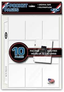 10ct BCW 9-Pocket Trading Card Binder Pages