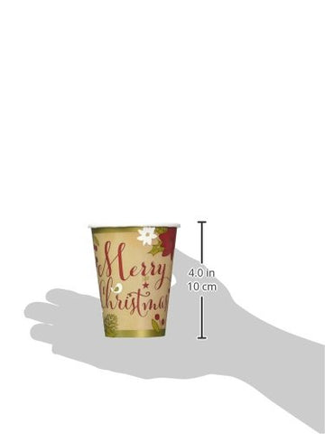 Amscan Merry Little Christmas Paper Cups Disposable Party Drinkware (18 Pieces), Multicolor, 9 oz