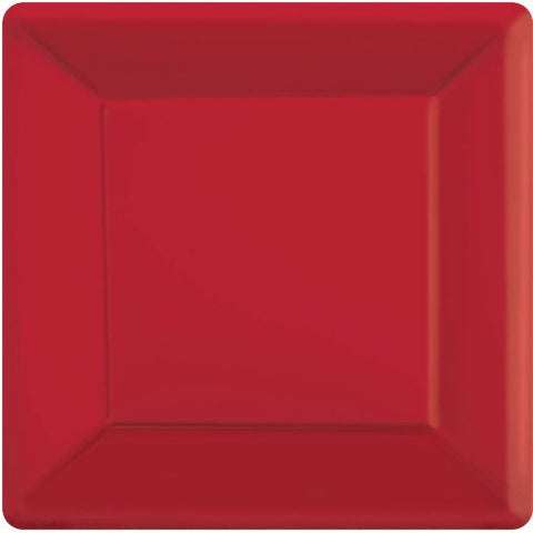 amscan Party Perfect Vibrant Square Dessert Plates Tableware, Apple Red, Paper , 7",