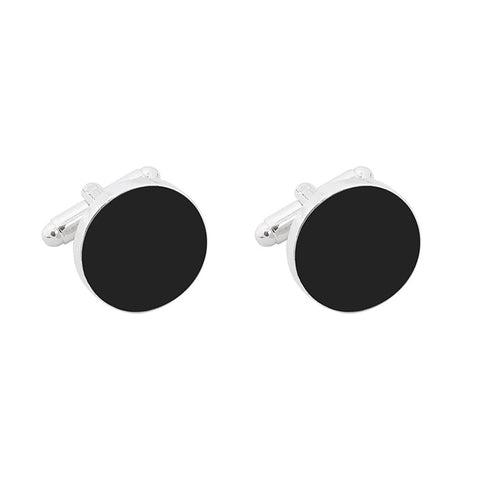 YKKJ Men's Wedding Cufflinks 1 Pair Stainless Steel Black Cufflinks for Men Shirt Business Wedding or Birthday Gift