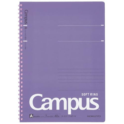 KOKUYO Campus Soft Ring Notebook, Semi-B5, A 7mm Dot Ruled, 29 Lines, 40 Sheets, Purple, Japan Import (SU-S111AT-V)