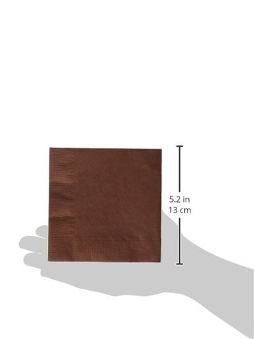 Amscan Chocolate Brown 2-Ply Paper Beverage Napkins - 5" x 5", 480 Ct