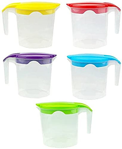 1 Litre Fridge Door Plastic Jug - Water Jug - Milk Storage Contanier Pitcher Juice Jugs with Lid (Set-10)
