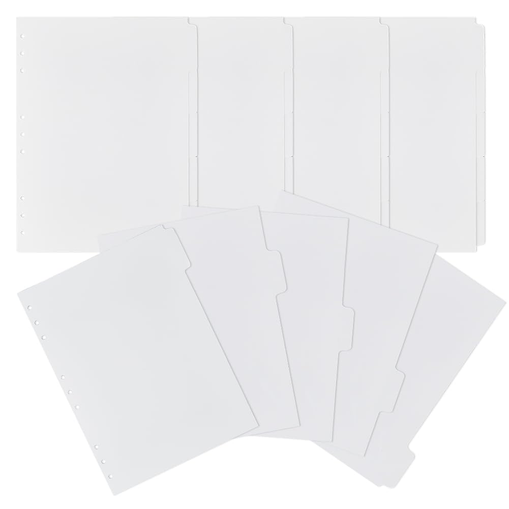 SUPERFINDINGS B5 Binder Dividers 20 Sheets Notebook Index Divider Sheets 3 Hole Punch Dividers 4 Sets 1/5 Cut Tabs Blank Write On Page Dividers 25.8cm