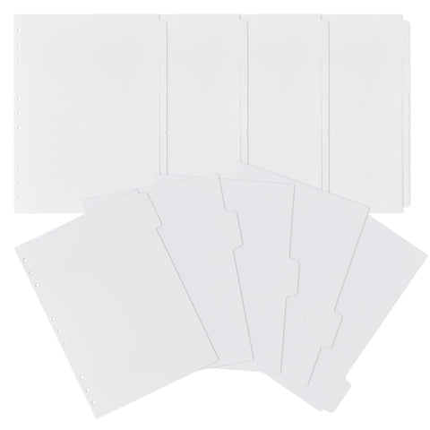 SUPERFINDINGS B5 Binder Dividers 20 Sheets Notebook Index Divider Sheets 3 Hole Punch Dividers 4 Sets 1/5 Cut Tabs Blank Write On Page Dividers 25.8cm