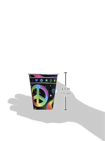 Amscan Vibrant Neon Birthday Party Paper Cups Disposable Drinkware (8 Pack), 9 oz, Multicolor