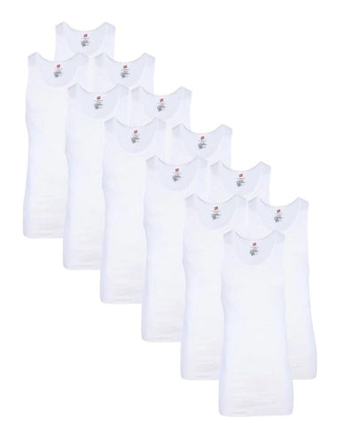 Hanes Men's Cotton Tank Undershirts Pack, Moisture-Wicking Ribbed Tanks, Lightweight Cotton Tank Undershirts, White 12-Pack, XX-Large