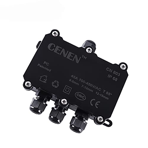 Waterproof Outdoor External Electrical Junction Box Underground Cable Line Wires Power Cord Connector Protection-120 * 70 * 48mm Four Way: 1 in to 3 Out,PG7: 3-6.5mm