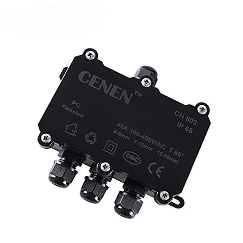 Waterproof Outdoor External Electrical Junction Box Underground Cable Line Wires Power Cord Connector Protection-120 * 70 * 48mm Four Way: 1 in to 3 Out,PG7: 3-6.5mm