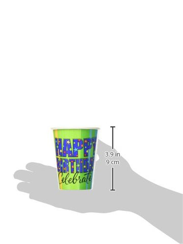 A Year to Celebrate Birthday Party Stars and Rainbows Paper Cups Tableware, Pack of 8, Multi , 9 Ounces,