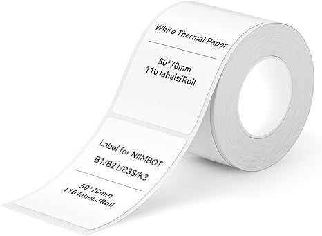 NIIMBOT Labels, 1.97"*2.76" (50x70mm) 110 Labels/Roll Self-Adhesive Thermal Label, Compatible with NIIMBOT B1/B21/B3S/B31/K3 Label Printer for Home/Office/Business