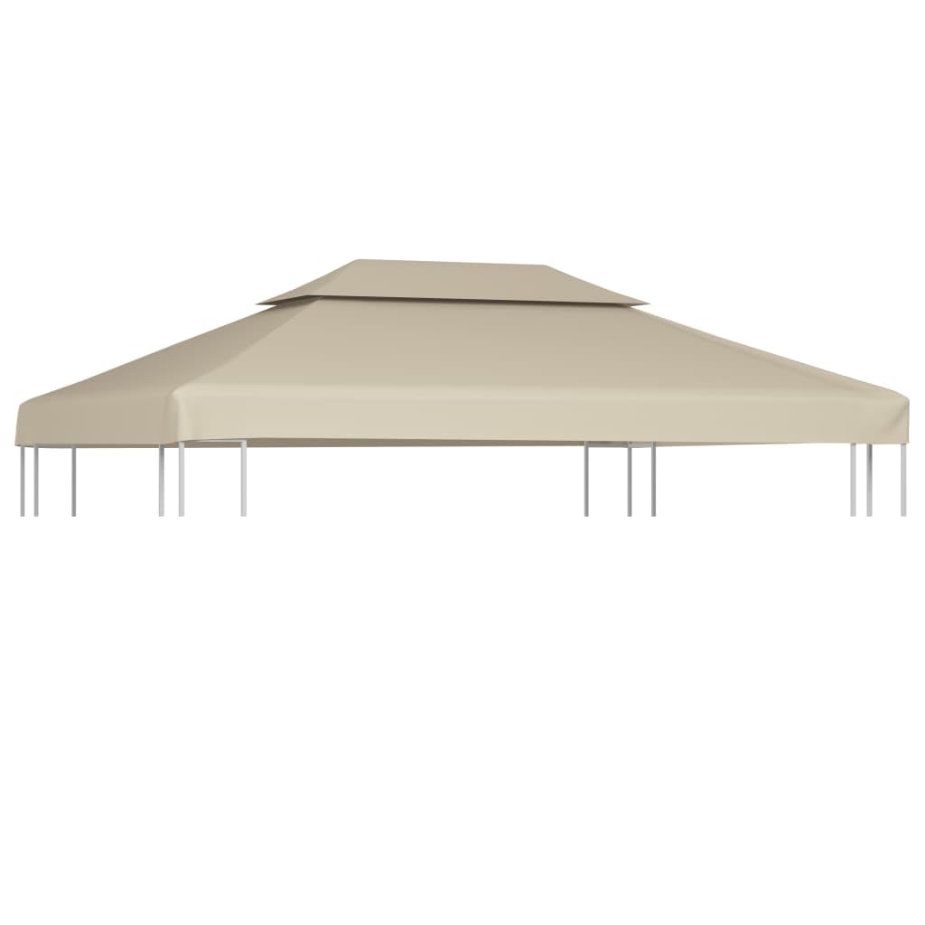 vidaXL Gazebo Canopy Top 9.8'x13.1' Beige Replacement Cover - Water Resistant 2-Tier Outdoor Patio