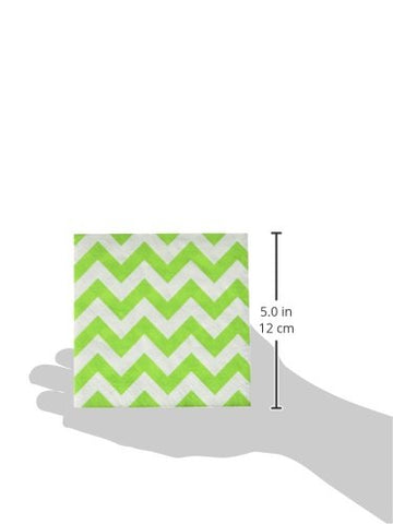 Disposable Chevron Print Beverage Napkins Tableware, 16 Pieces, Made from Paper, Kiwi Green, by Amscan