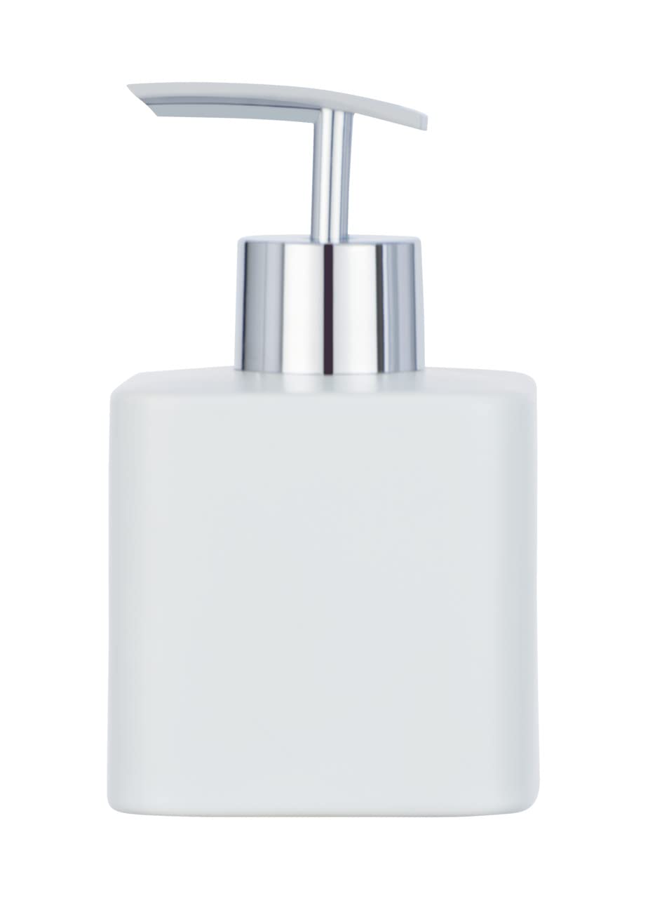 WENKO Hexa White Liquid Soap Dispenser Capacity 0.29 L, Ceramic, 8.5 x 7.5 x 13 cm