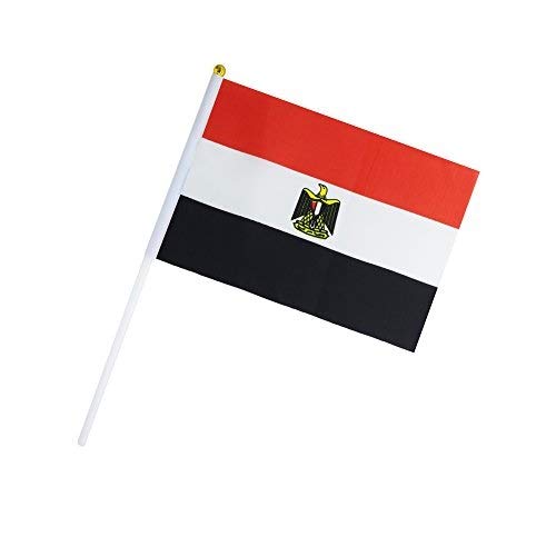 50 Pack Hand Held Small Mini Flag Egypt Flag Egyptian Flag Stick Flag Round Top National Country Flags,Party Decorations Supplies For Parades,World Cup,Sports Events,International Festival