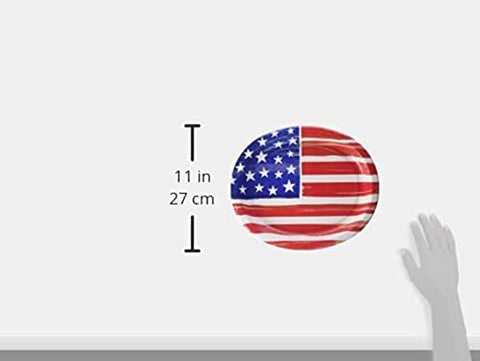 Painted Patriotic Oval Paper Plates - 12" x 10" (Pack of 20) - American Flag Design Platters, Perfect for Independence Day Celebrations and Barbecues
