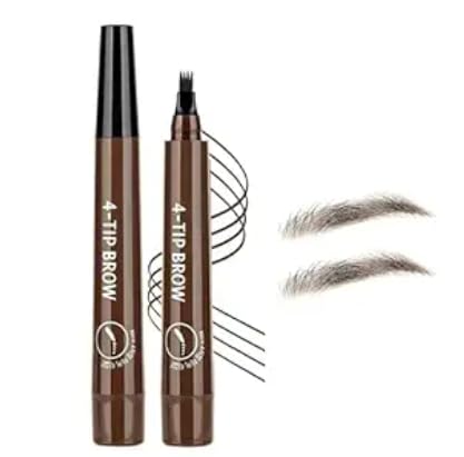 Eyebrow Pencil for Natural Looking Brows, Waterproof, 4-Tip Microblade Applicator, Brown