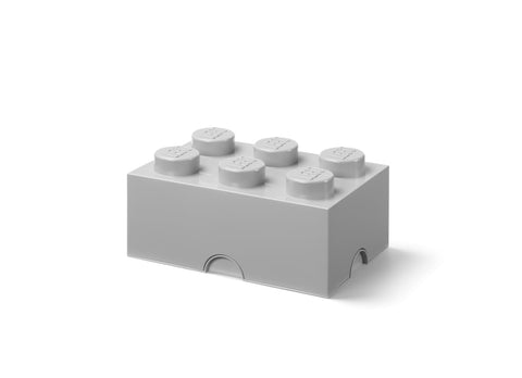 LEGO Storage Brick 6 Knobs Medium Grey, Stackable Storage Box, 8.47 l - LEGO Product, Plastic Storage Box with Lid, Desk Storage, Room Storage, Toy Box