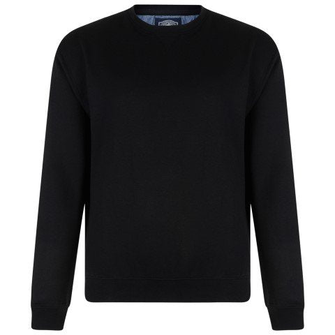 Kam Jeans Mens Plain Long Sleeved Crew Neck Sweatshirt, Jumper, Big and Tall, King Size, Black, 5XL