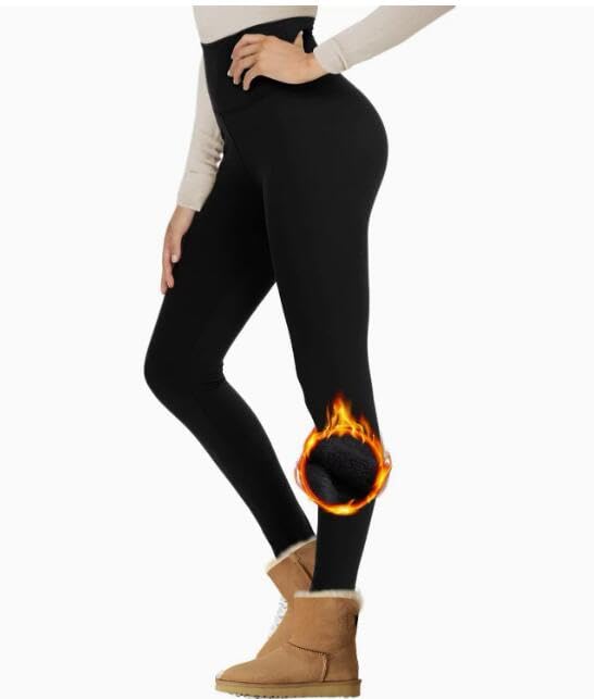 Warm Leggings for Women UK, Ladies High Waisted Thermal Leggings, Winter Thick Underwear for Workout Yoga Running Hiking Gym (UK, Alpha, XXL, Regular, Regular, Black)