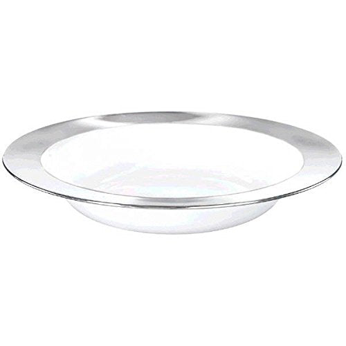 Amscan Elegant with Border Round Plastic Party Plate (8 Piece), 12 oz, White/Silver