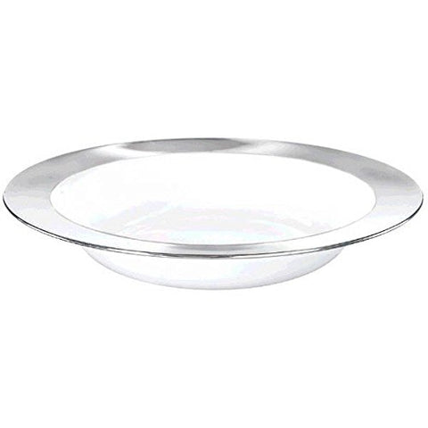 Amscan Elegant with Border Round Plastic Party Plate (8 Piece), 12 oz, White/Silver