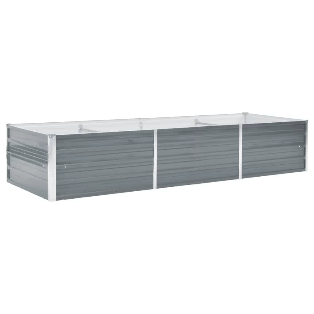 vidaXL Garden Planter Galvanised Steel 240x80x45cm Grey Flower Box Raised Bed