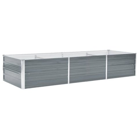vidaXL Garden Planter Galvanised Steel 240x80x45cm Grey Flower Box Raised Bed