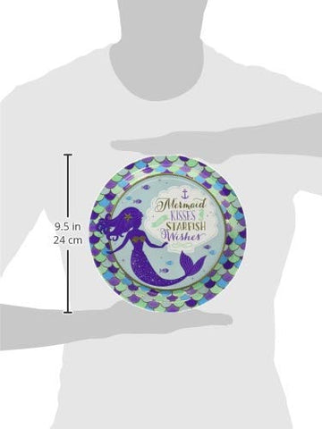 Amscan 551975 Metallic Round Plates | Mermaid Wishes Collection | 8 pcs | Birthday