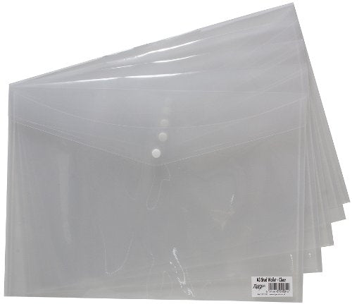 Tiger A3 Clear Stud Wallet Folder Plastic Document Holder File Popper Wallets (Pack of 5)