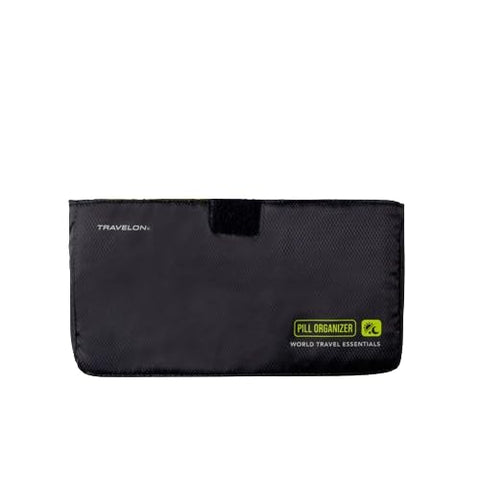 Travelon World Travel Essentials 7-Day AM/PM Push Button Pill Case, Black, One Size