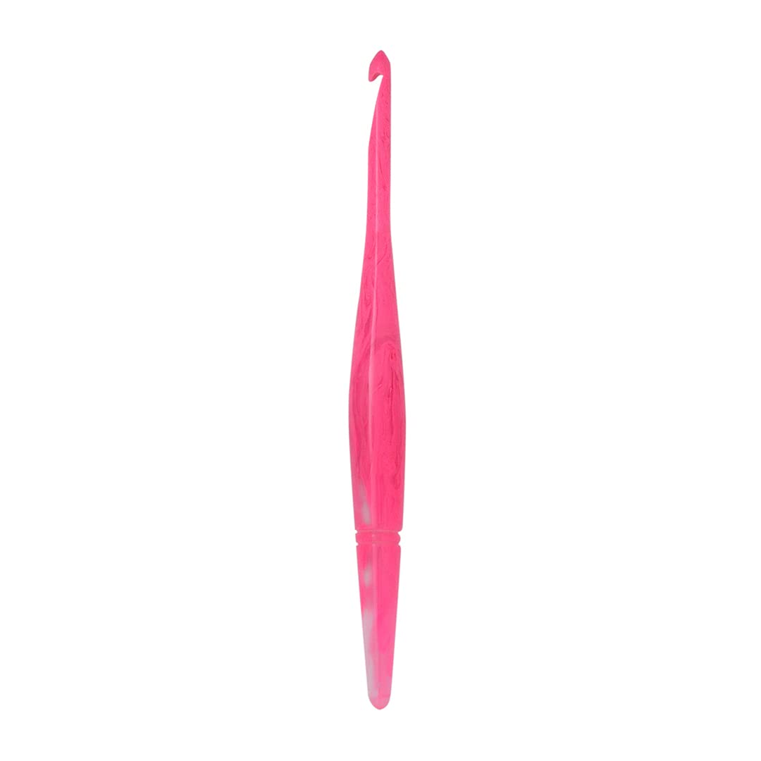 Ommi Ergonomic Handle Crochet Hooks | Handcrafted 7â€™â€™ Crochet Hook | Knitting Needle, Craft Yarn Weave | Best Gift! (5.5 mm, Pink Swirl)