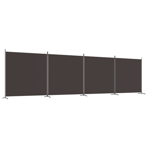 vidaXL 4-Panel Room Divider - Brown Fabric with Iron Frame, Durable and Foldable Modern Partition Screen, 274.8"x70.9" Size for Home and Office Use