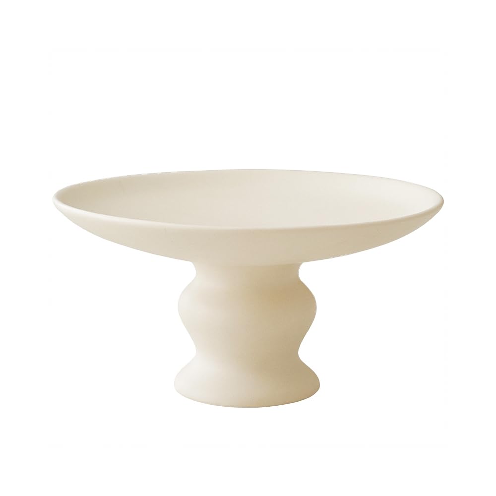WENSHUO Pedestal Cake Stand,Stood Tall Fruit Tray,Ceramic Plate for Breads,Desserts,Candies,Cookies, 7-inch,Matte CrÃ¨me