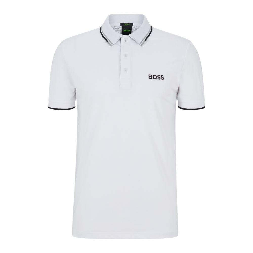 BOSS Men's Paddy Pro Golf Polo Shirt, White, XXL