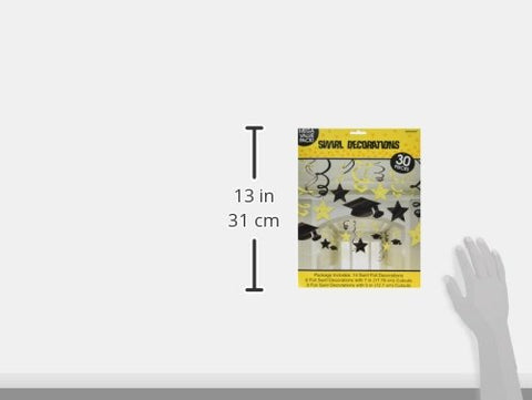 Amscan Hanging Foil Swirl Mega Value Pack Decoration, 7", Yellow