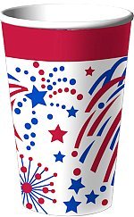 Graphic Fireworks Beverage Cups 16oz 4th of July or Election Party Supply 8 ct
