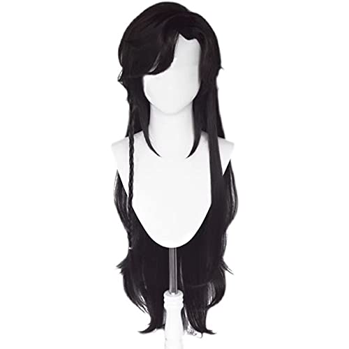 PRIOUTZ Long Black Braid Hair for Tian Guan Ci Fu Heaven's Official Blessing Hua Cheng San Lang Cosplay with Wig Cap