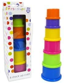 3 X 6 Coloured Stack Up Cups - Ideal for 6 Months +