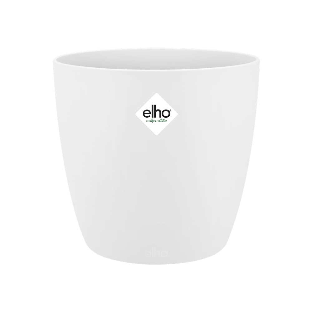 elho Brussels Round 30 - Flower Pot for Indoor - 100% Recycled Plastic - Ã˜ 29.5 x H 27.1 cm - White/White