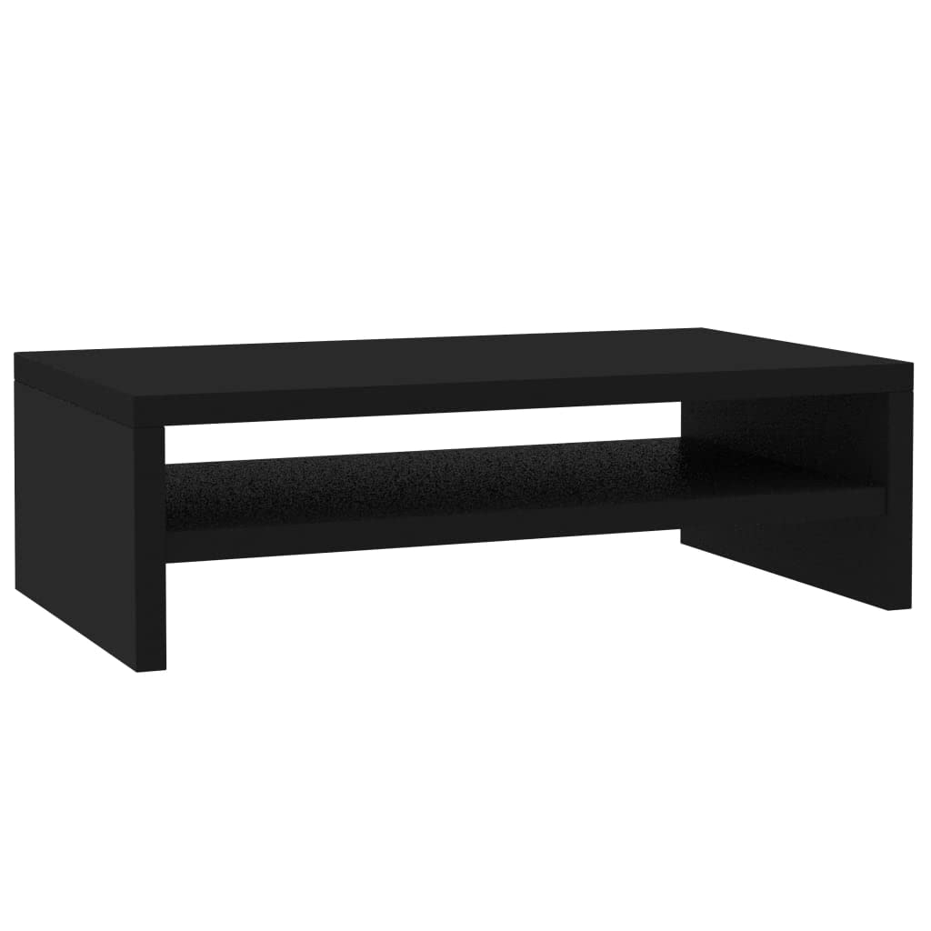 vidaXL Black Engineered Wood Monitor Stand - Multifunctional, Modern Design, Built-in Stowage Shelf, Neck & Back Strain Reducing, Space-Saving TV Stand/Riser
