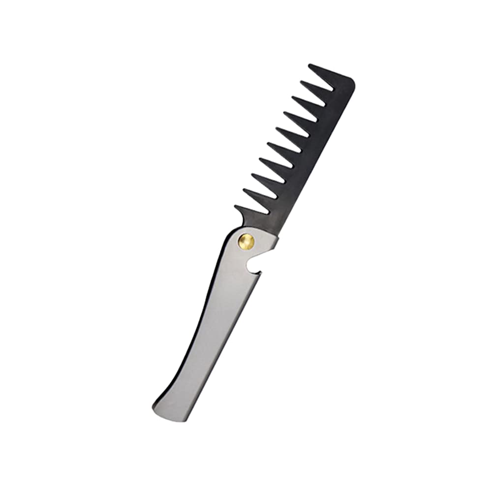 Folding Comb for Men Stainless Steel Handle Folding Comb Portable Hair Comb Folding Comb for Hair Styling Design for Beauty Salon and Home Use